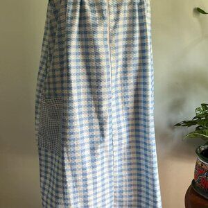 Vintage Tati Fashion Seersucker SZ LGHouse Gown 70s 1/2 Zip Eclectic Granny Cool